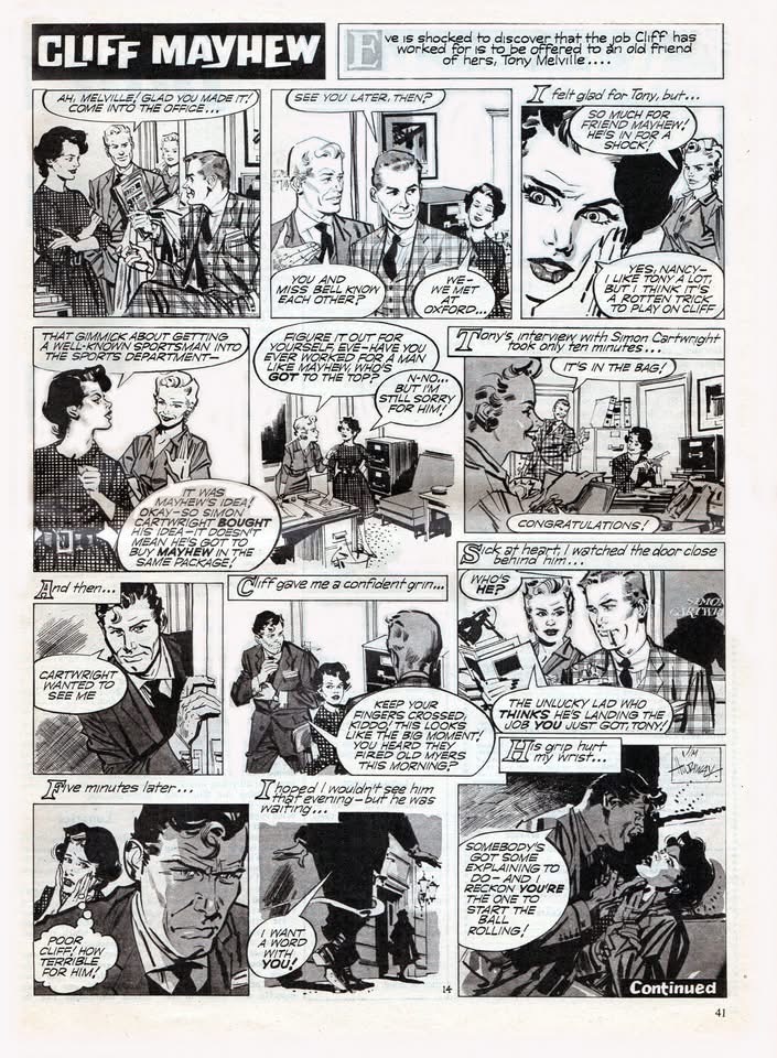 Cliff Mayhew, art by Jim Holdaway, published in Woman’s Mirror