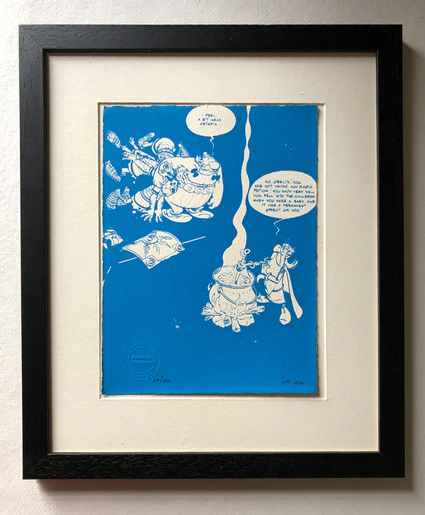 Asterix Print by John Patrick Reynolds - Asterix Hits A Roman (From The Inside Covers) - and says 'These Romans Are Crazy'