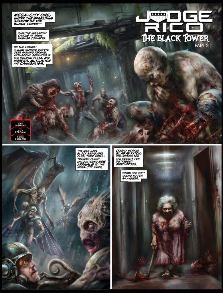 Judge Dredd Megazine 493 - JUDGE RICO // THE BLACK TOWER
By Ken Niemand (Writer) Nick Percival (Colourist) Simon Bowland (Letterer) 