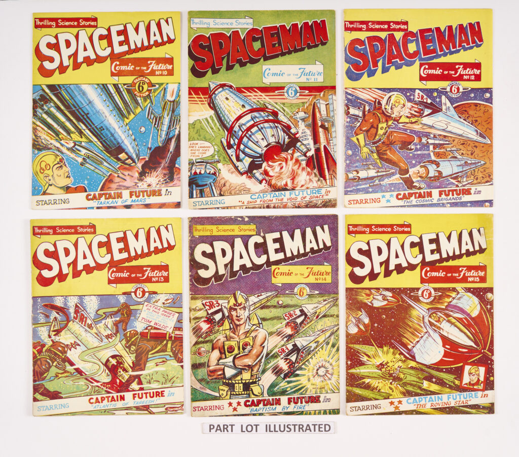 Spaceman Comic of the Future (Gould-Light 1953) 3-5, 7-15 final issue Stories by Norman Light, art by Norman Light and Ron Embleton Nos 4, 9, 14, 15 detached covers [gd], balance 8 issues [vg-/vg+] (12)