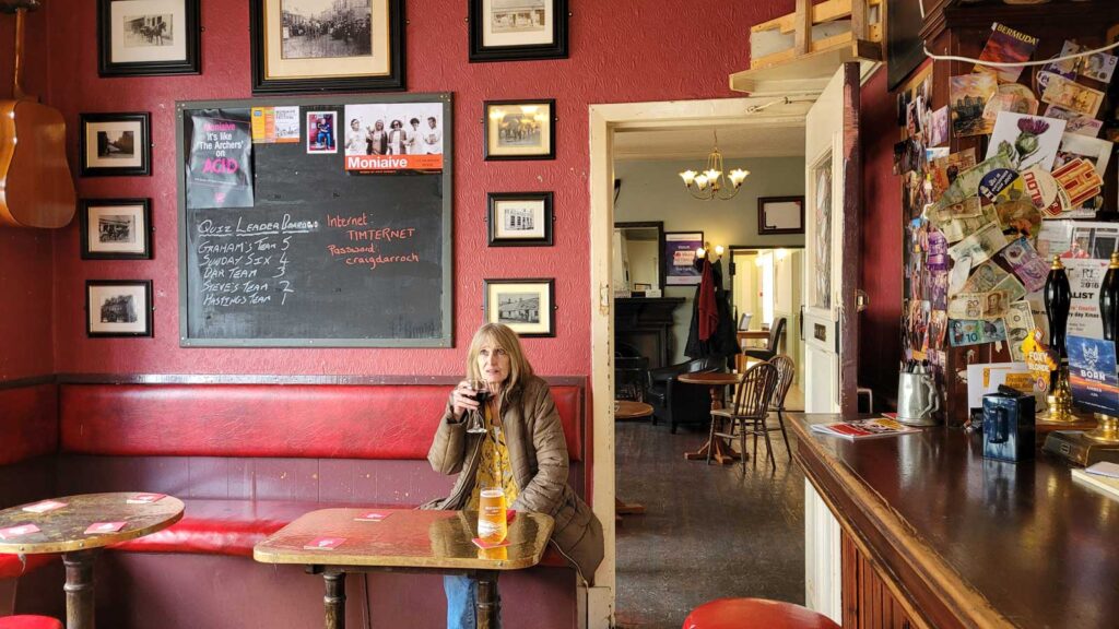 Sue Grant in Moniaive's Craigdarroch Arms in 2022. Photo: Michael Toth