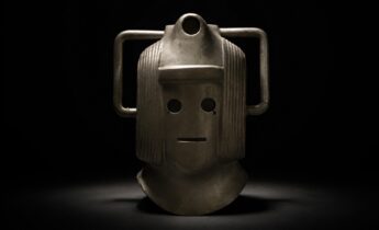 A reproduction Cyberman helmet from 'The Invasion' 1968