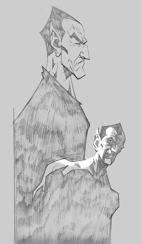 Shane Oakley’s character design for Albion, via his blog: The final “beefy” version of The Spider, who was supposed to have a deathly pallor, but Wildstorm chose to ignore the colour notes (Shane has previously expressed his disappointment at some of the colouring on some of the story)