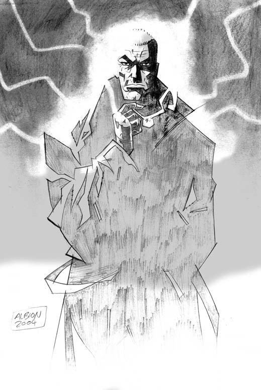 Shane Oakley character design for Albion, via his blog: The Steel Claw, who had an ash-blond crew cut originally, but it was decided it was too similar to his cellmate pal, Tim Kelly