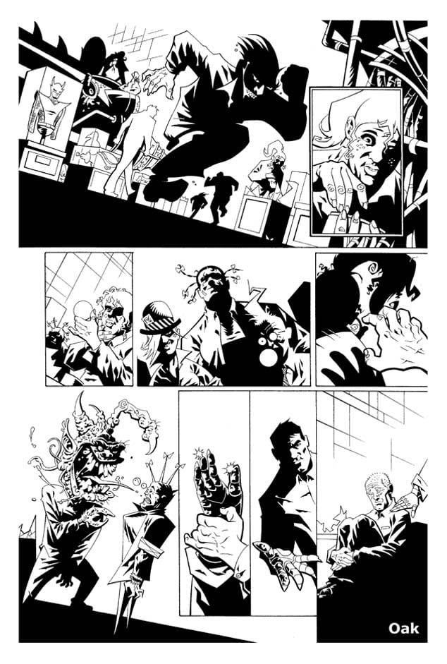 Original black and white art from Issue 6 of Albion by Shane Oakley