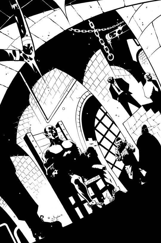 Original black and white art from Issue 5 of Albion by Shane Oakley