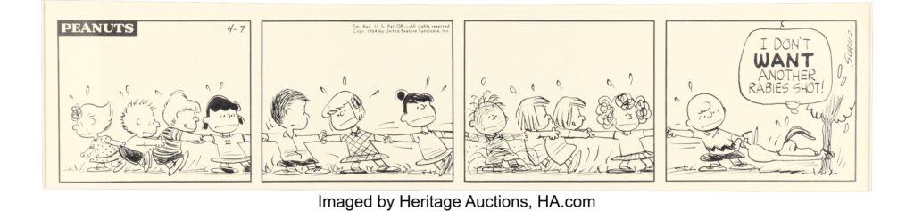 Charles Schulz Peanuts Daily Comic Strip Original Art dated 4-7-64 (United Feature Syndicate, 1964)