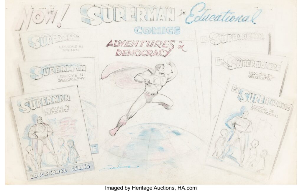 Joe Shuster - Superman Educational Comics Promotional Illustration Preliminary Original Art (c. 1945-46)