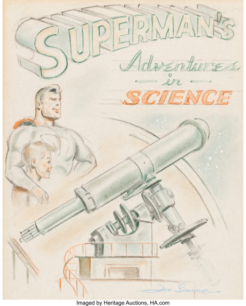 Joe Shuster Superman's Adventures In Science Superman Educational Comics Interior Page Preliminary Original Art (c. 1945-46)