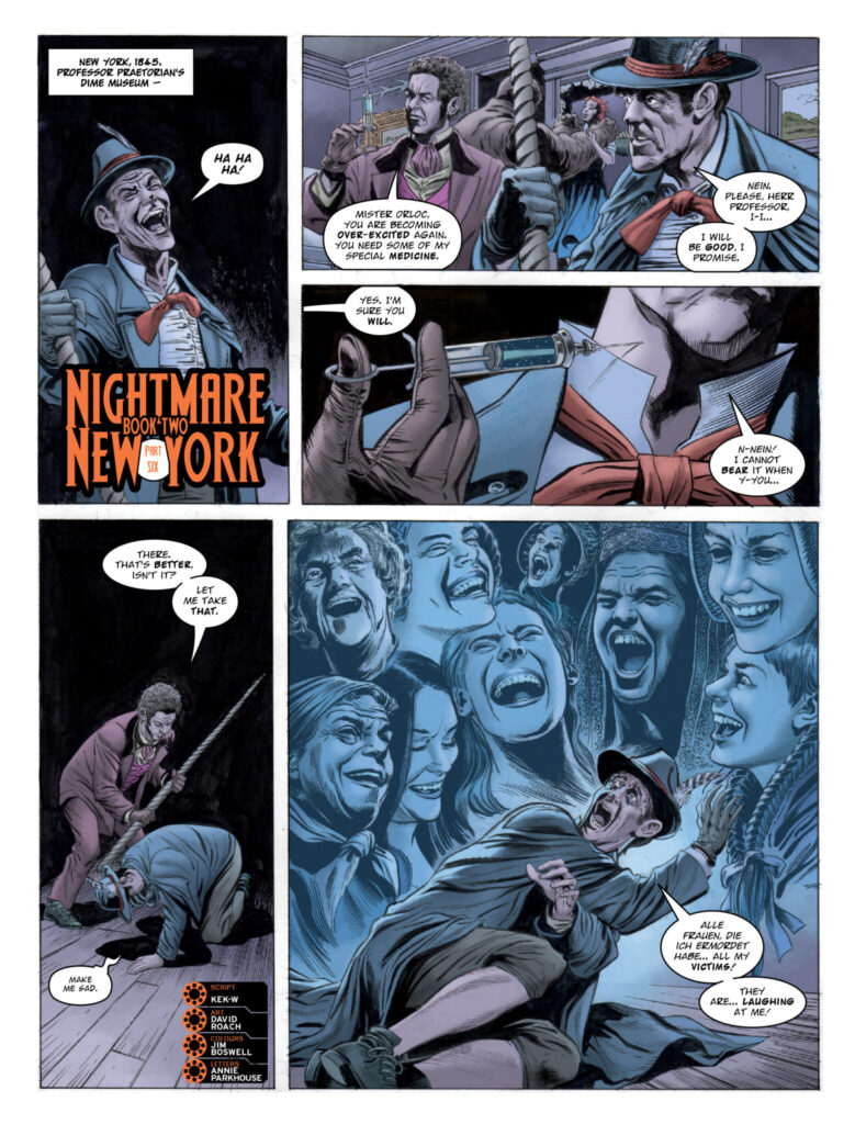 2000AD Prog 2493 –  NIGHTMARE NEW YORK // BOOK TWO, Part Six
By Kek-W (Writer) David Roach (Artist) Peter Doherty (Colourist) Annie Parkhouse (Letterer)