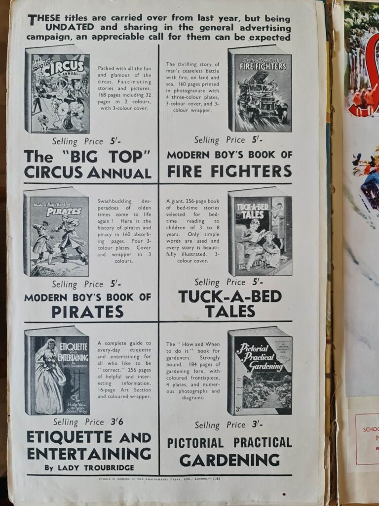 Amalgamated Press Annuals Order Form
