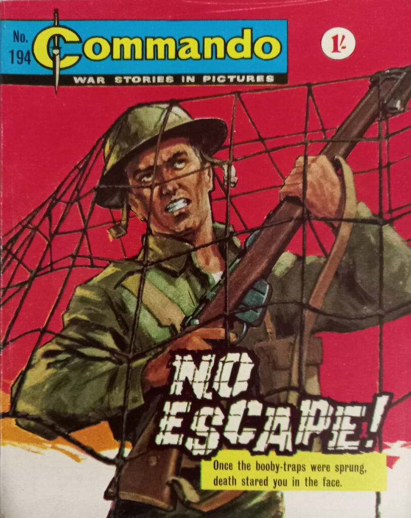 Commando 194: No Escape, published in 1965, written by Sydney J. Bounds, cover by Davis, internal art by Cecil T Rigby