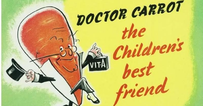 "Doctor Carrot. The Children’s Best Friend", a Second World War Homefront poster to encourage growing vegetables Image: IWM Art.IWM PST 8105