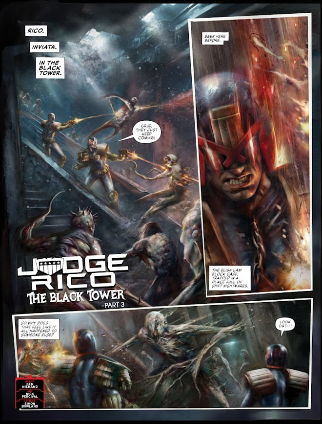 Judge Dredd Megazine 494 - JUDGE RICO // THE BLACK TOWER
By Ken Niemand (Writer) Nick Percival (Artist) Simon Bowland (Letterer)