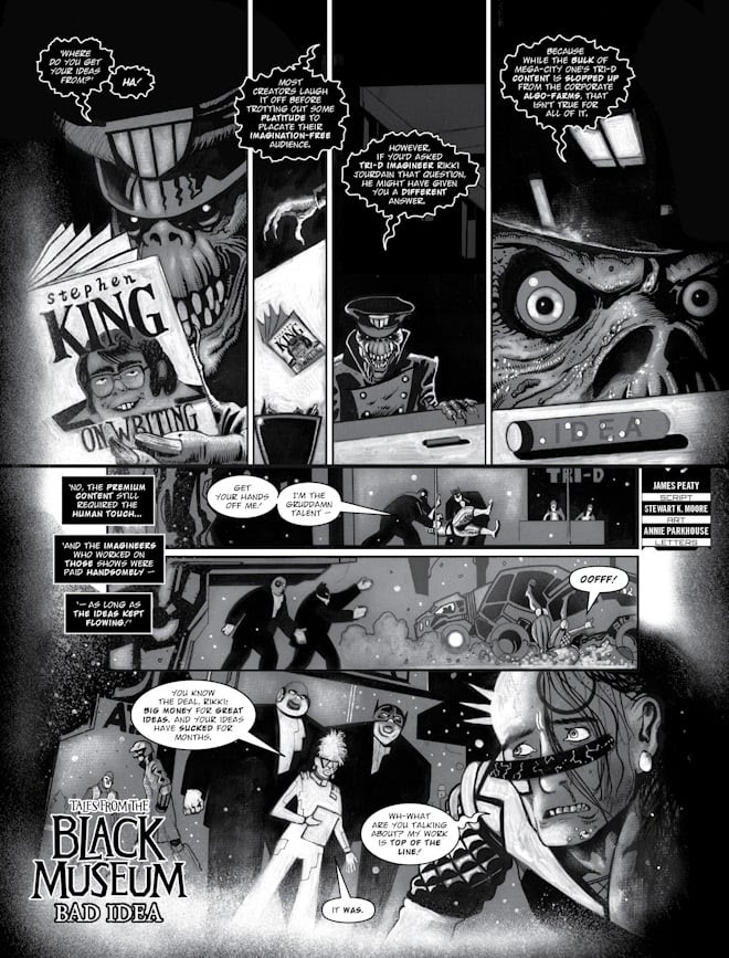 Judge Dredd Megazine 494 - TALES FROM THE BLACK MUSEUM // BAD IDEA
By James Peaty (Writer) Stewart K. Moore (Artist) Annie Parkhouse (Letterer)