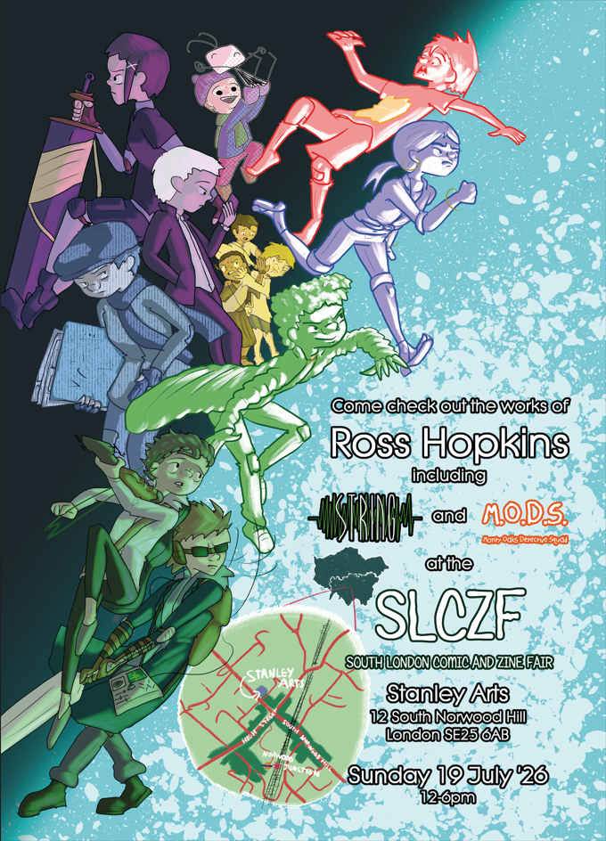 South London Comic and Zine Fair 2026 Promotional Art by Ross Hopkins | https://rosshopkins.co.uk/