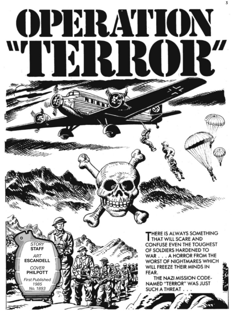 Commando 5978 (Silver): Operation “Terror”
Story: Staff | Internal Art: Escandell | Cover Art: Philpott
First published 1985 as No. 1893