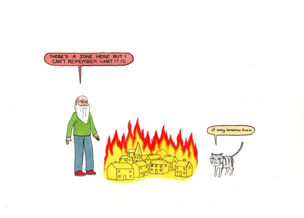 Out of the Frying Pan and Into the Frying Pan: St. Jerome, a Cat and the 7 Circles of Hell by Edward Taylor - Sample Art