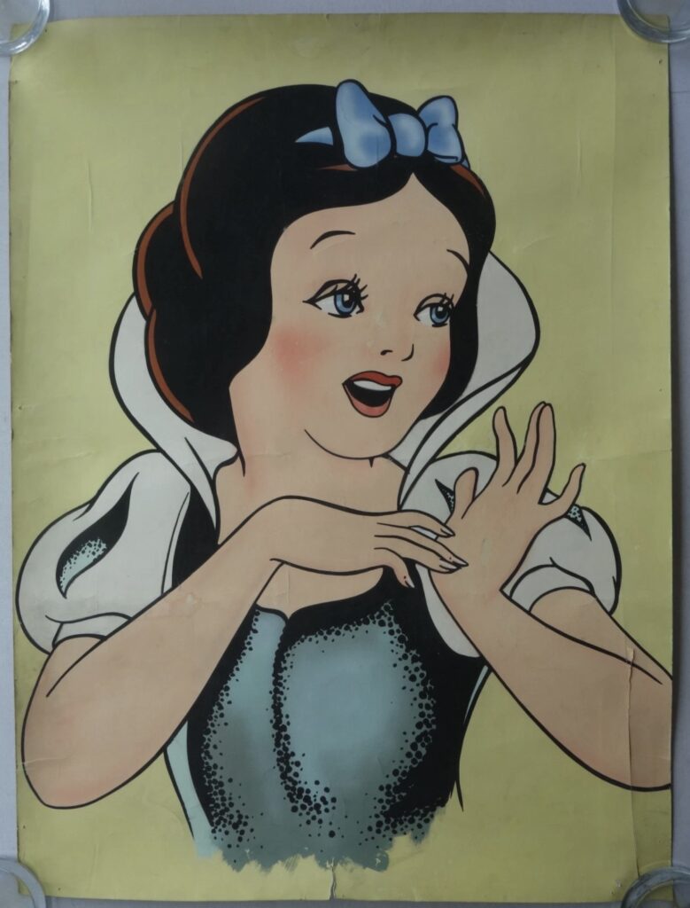 Walt Disney original painted cinema lobby poster featuring Snow White