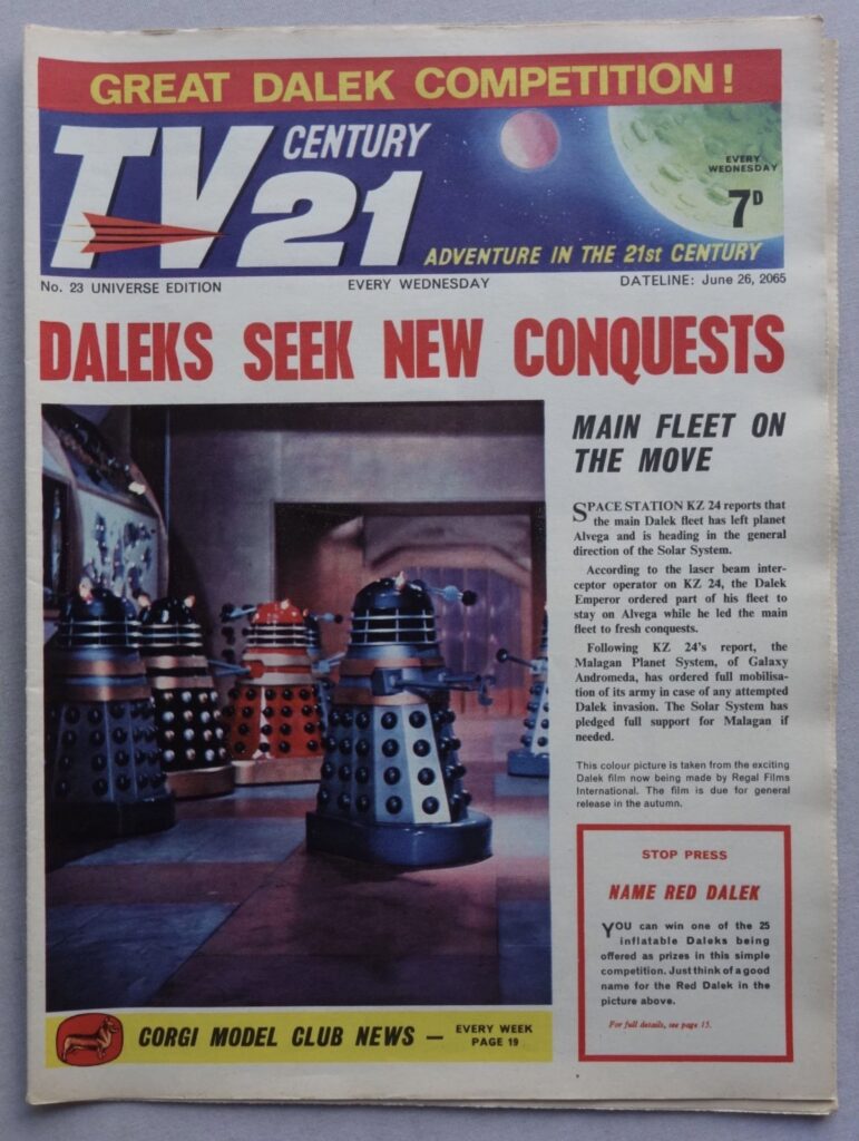 TV Century 21 No. 23 cover dated 26th 1965 (2065) - Dalek cover
