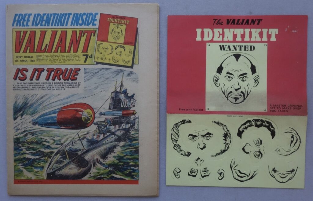 Valiant cover dated 9th March 1968 With Free Identicode gift
