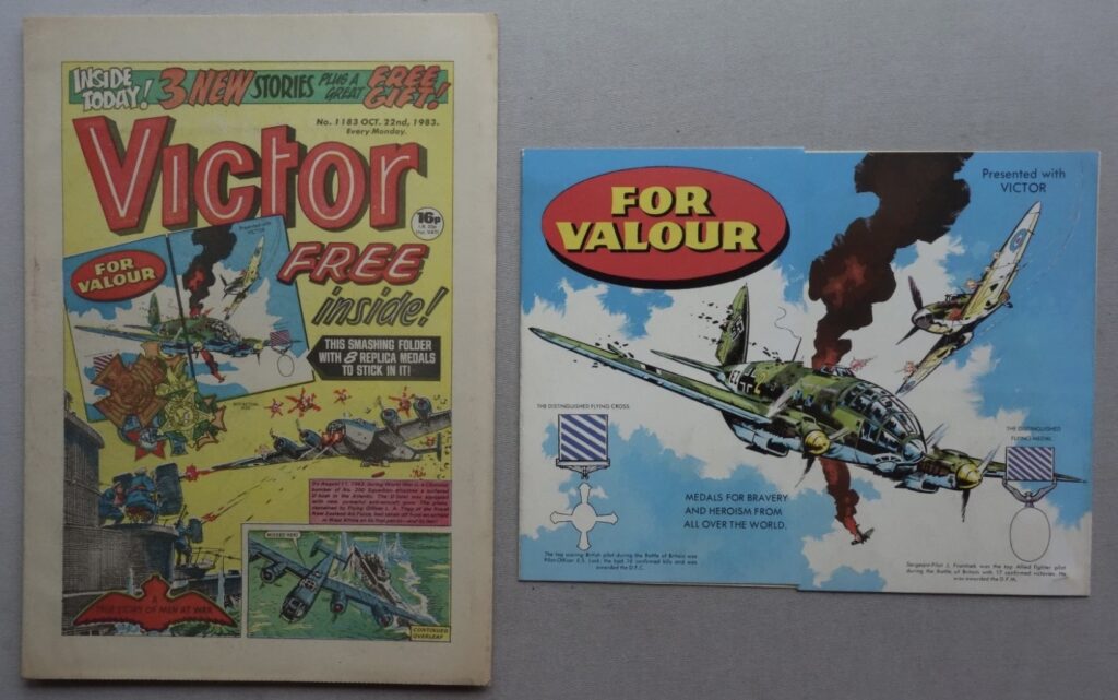 Victor No. 1183 cover dated 22nd October 1983 With Free Gift For Valour Folder and Medals