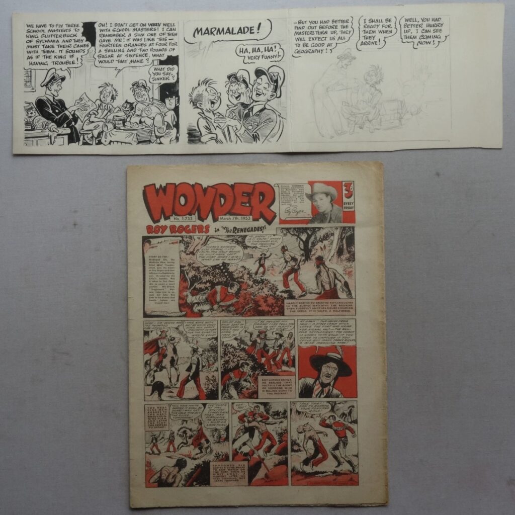 Wonder No. 1733 cover dated 7th March 1953 plus one Preliminary Artwork by Roy Wilson