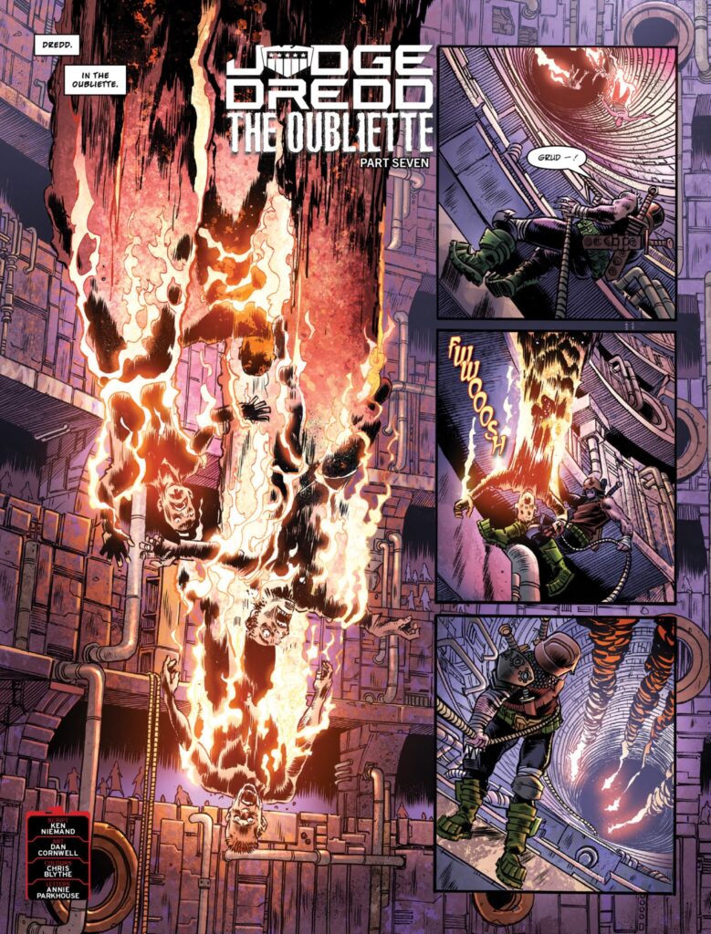 2000AD Prog 2489 - JUDGE DREDD // THE OUBLIETTE, Part Seven
By Ken Niemand (Writer) Dan Cornwell (Artist) Chris Blythe (Colourist) Annie Parkhouse (Letterer)