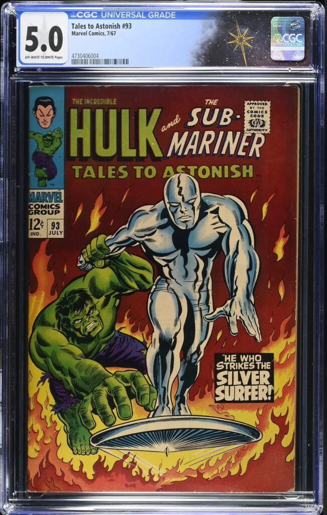 Tales to Astonish #93 CGC 5.0 1st Silver Surfer App. Outside Fantastic Four (Marvel Comics, 1967) Off-White to White Pages