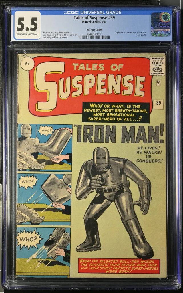Tales Of Suspense #39 CGC 5.5 1st Appearance and Origin of Tony Stark Iron Man (Marvel Comics, 1963) Off-White to White Pages