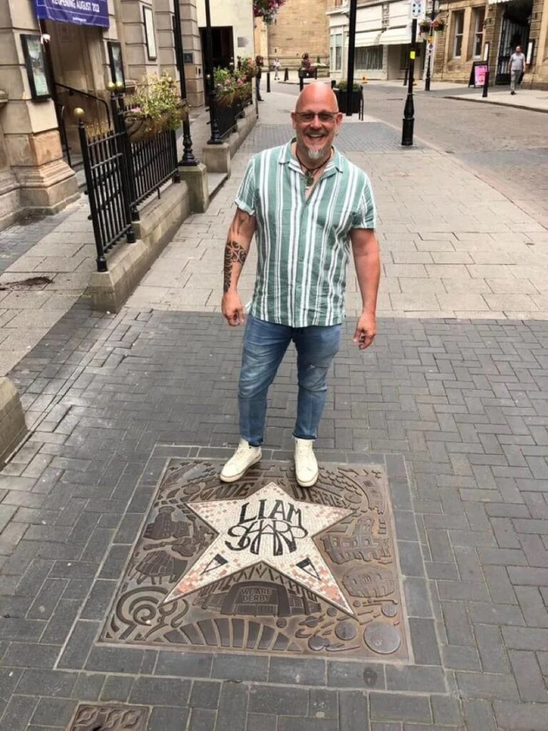 Liam Sharp, checking out his “Derby Star” in his hometown | Photo via Liam Sharp