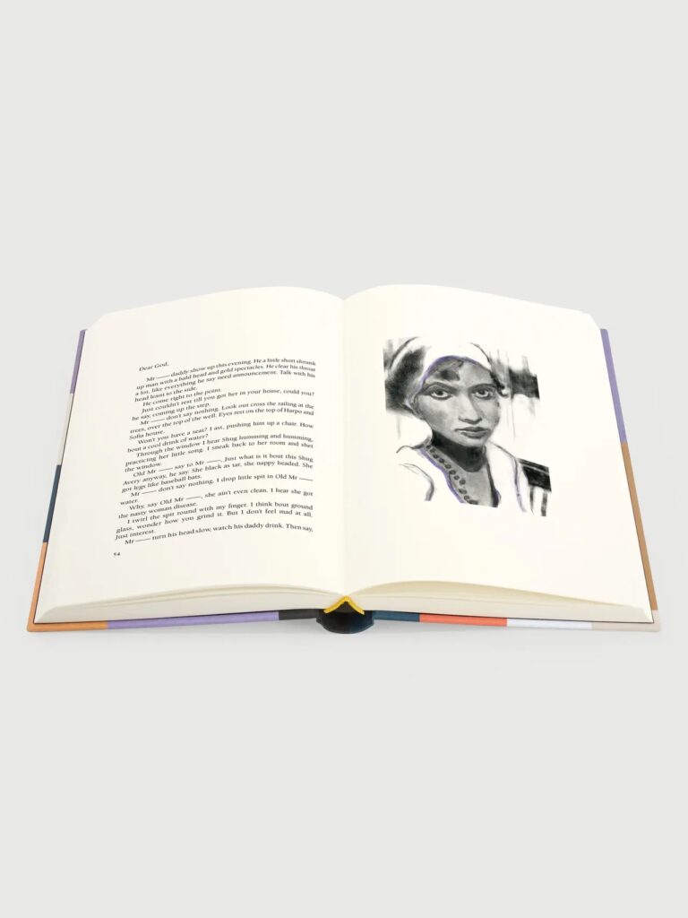 The first illustrated edition of The Color Purple by Alice Walker, published by the Folio Society, features art by Lela Harris