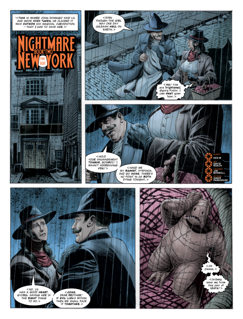 2000AD Prog 2495 - NIGHTMARE NEW YORK // BOOK TWO
By Kek-W (Writer) David Roach (Artist) Peter Doherty (Colourist) Annie Parkhouse (Letterer)