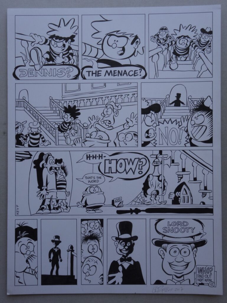 Beano Comic Artwork from Beano No. 3300 (2005) featuring Dennis the Menace and Lord Snooty by Kev F Sutherland