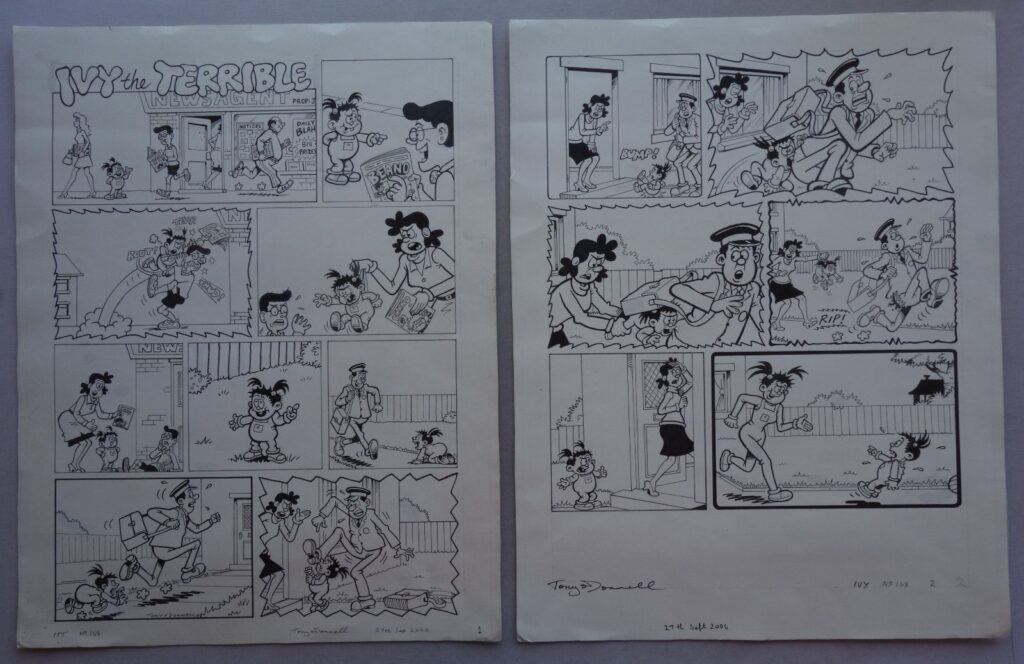 Beano 3358 original Ivy The Terrible Artwork (cover date 2nd December 1996) by Tony O'Donnell
