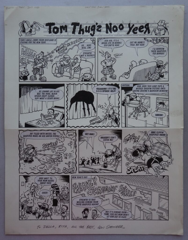 Tom Thug art by Lew Stringer for Buster cover dated 30th December 1989 - New Year Theme