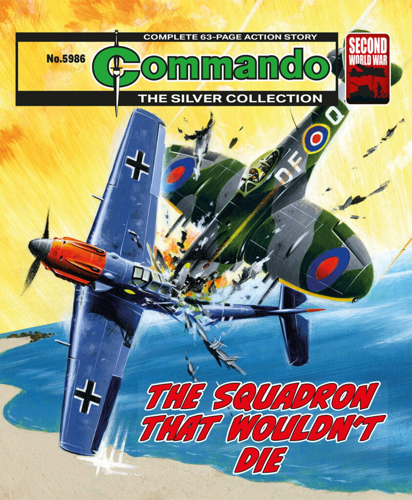 Commando 5986 (Silver): The Squadron That Wouldn’t Die
Story: McOwan | Internal Art: Jose Maria Jorge | Cover Art: Ian Kennedy
First published 1972 as No. 632