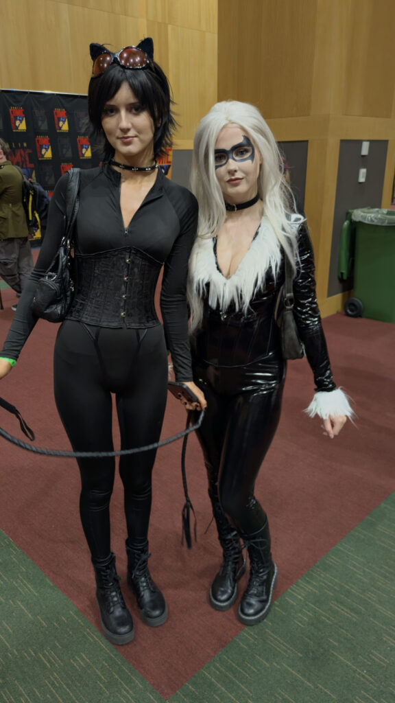 Dublin Comic Con 2026 Cosplay - Harley as Black Cat and Victoria as Catwoman | Photo: James Bacon