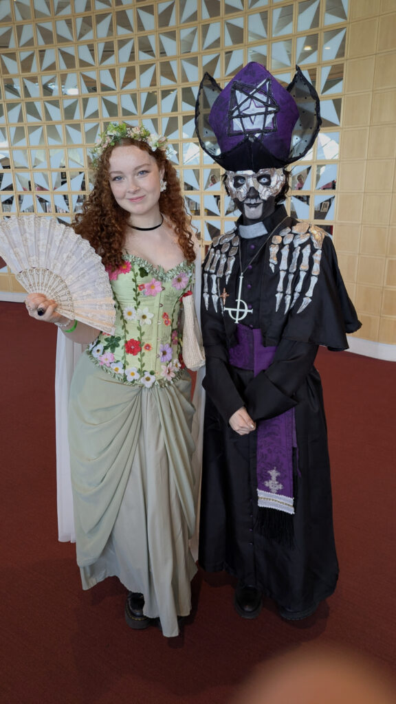 Dublin Comic Con 2026 Cosplay - Persephone from Hadestown by Áine @aine.nicgrianna and Teegan as Perpetual from band ghost @Enamel | Photo: James Bacon