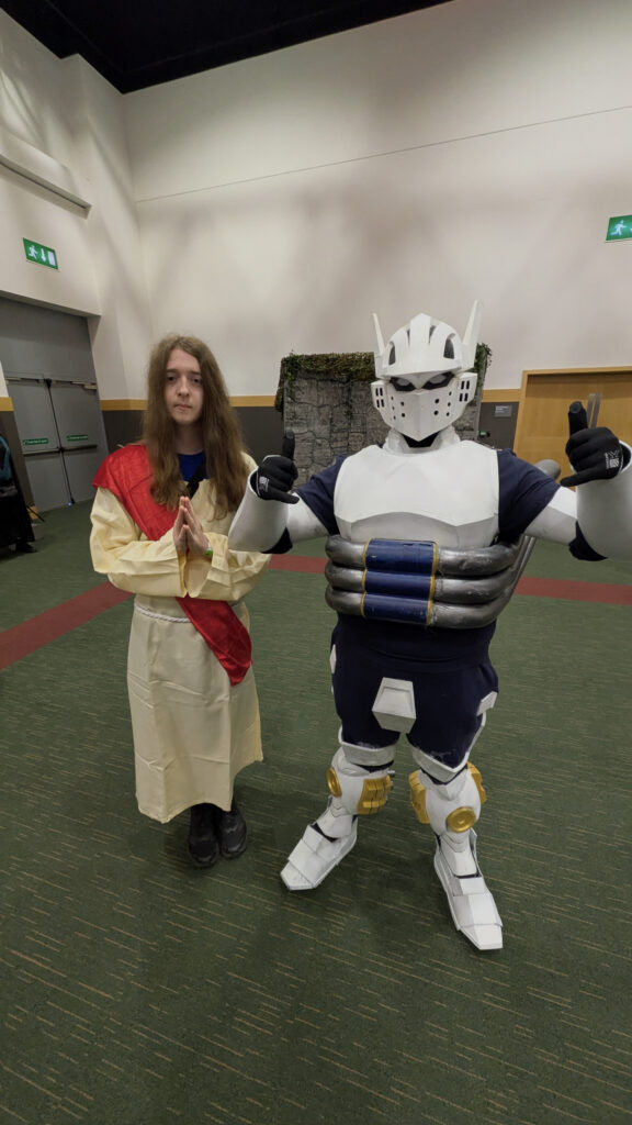 Dublin Comic Con 2026 Cosplay - Lochlann as Young Jesus and @Snakeeater as Tenya Lida from My Hero Academia | Photo: James Bacon