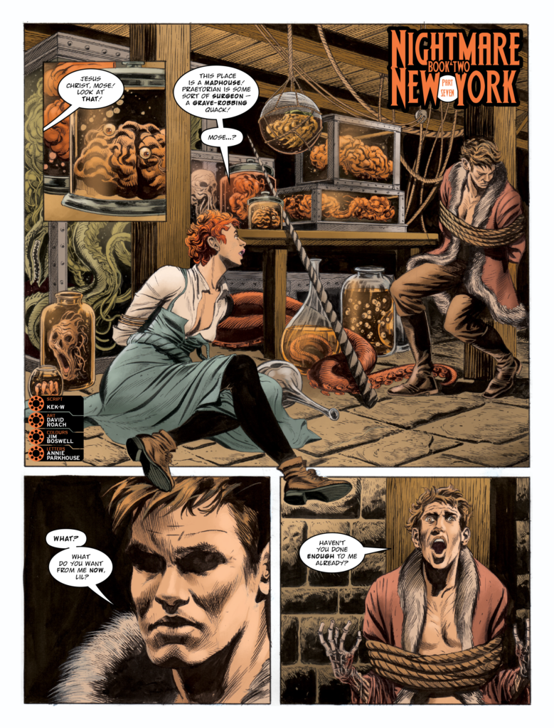 2000AD Prog 2494: NIGHTMARE NEW YORK // BOOK TWO 
By Kek-W (Writer) David Roach (Artist) Peter Doherty (Colourist) Annie Parkhouse (Letterer)