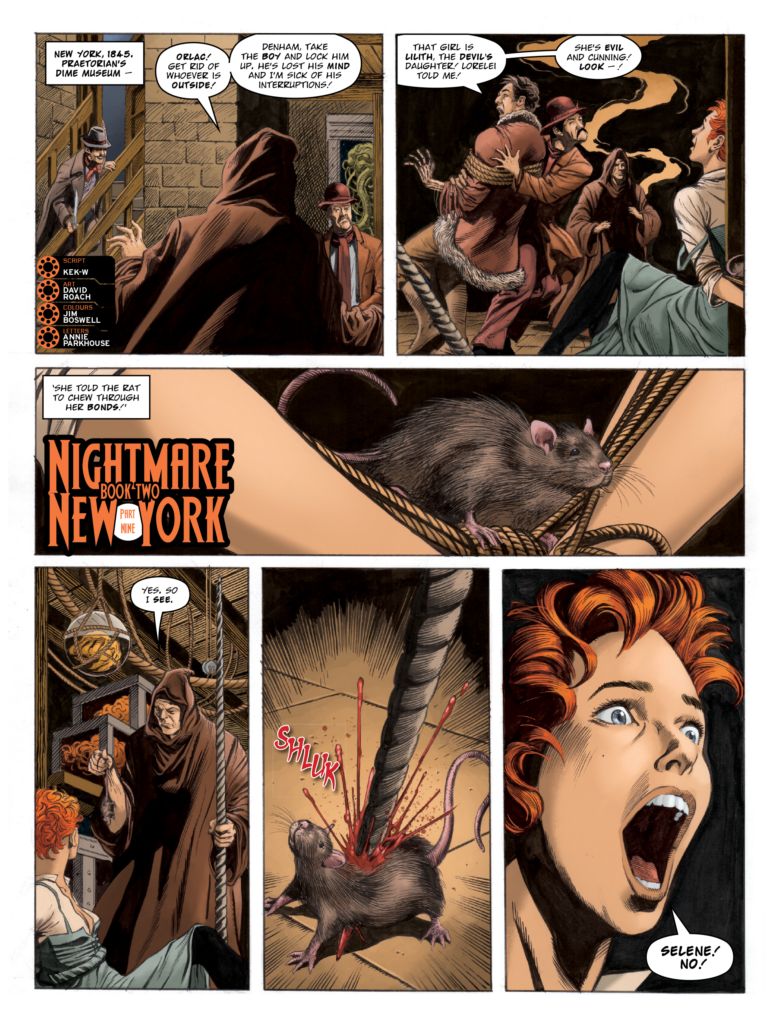 2000AD Prog 2496 - NIGHTMARE NEW YORK // BOOK TWO
By Kek-W (Writer) David Roach (Artist) Peter Doherty (Colourist) Annie Parkhouse (Letterer)