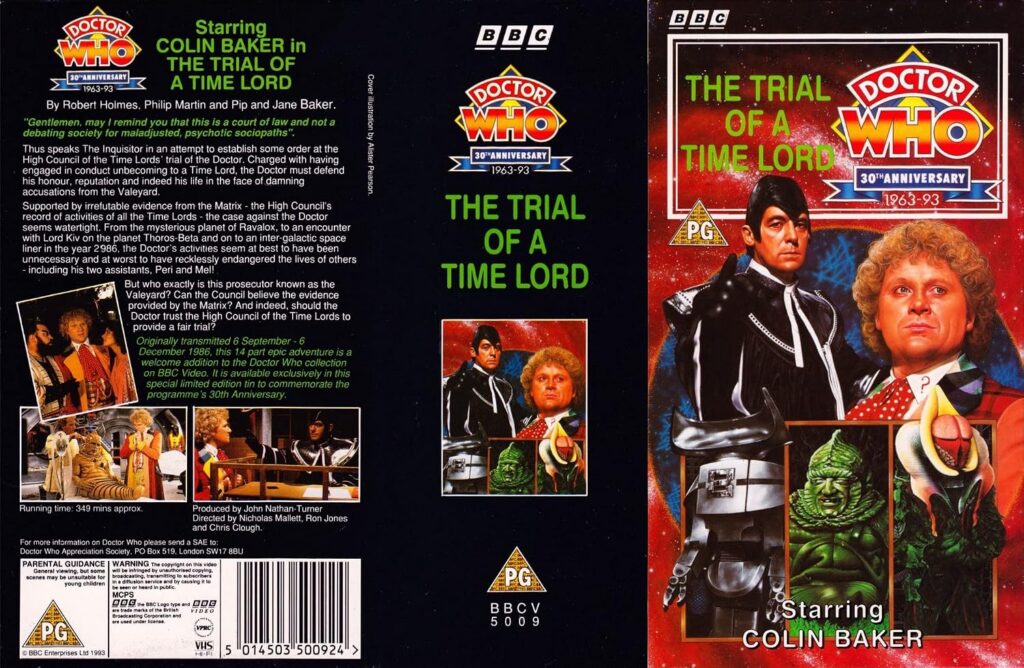 Doctor Who 30th Anniversary VHS release of The Trial Of A Time Lord featuring art by Alister Pearson