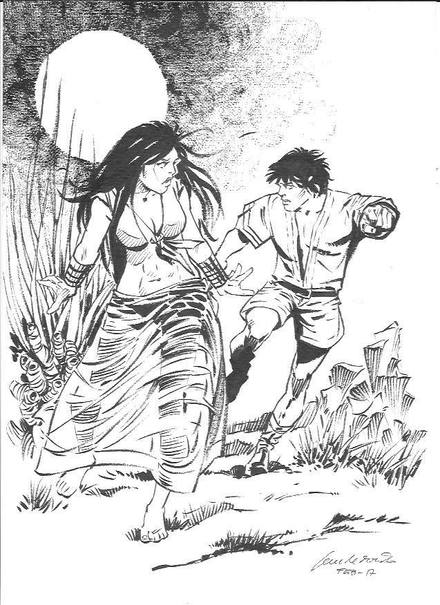 On the run. Unpublished “Mind Wars” original by Jesús Redondo
