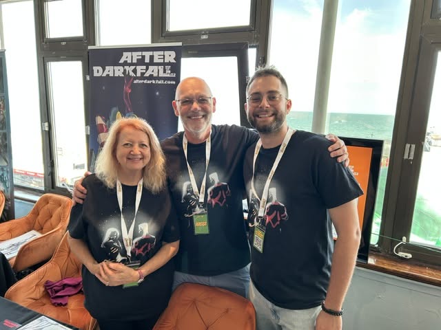 Diana Lock, Andy Lanning and Gabriele Barsotti at Hastings Comic Con earlier this year