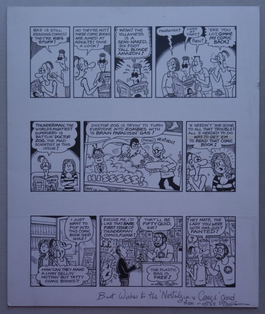 Comic artwork by Mike Higgs for Nostalgia and Comics Phil Clarke c1990s