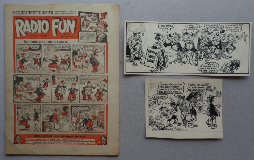 Radio Fun No. 285 cover dated 25th March 1944 with Preliminary Artwork by Roy Wilson