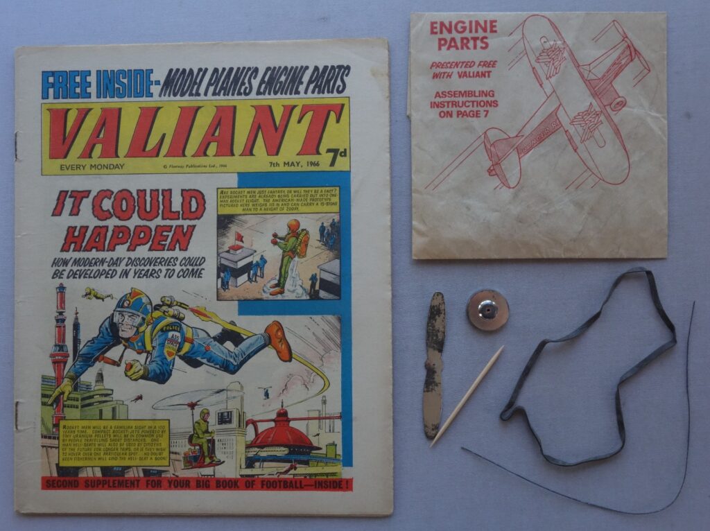 Valiant cover dated 7th May 1966 with Free Gift Model Plane Engine Parts