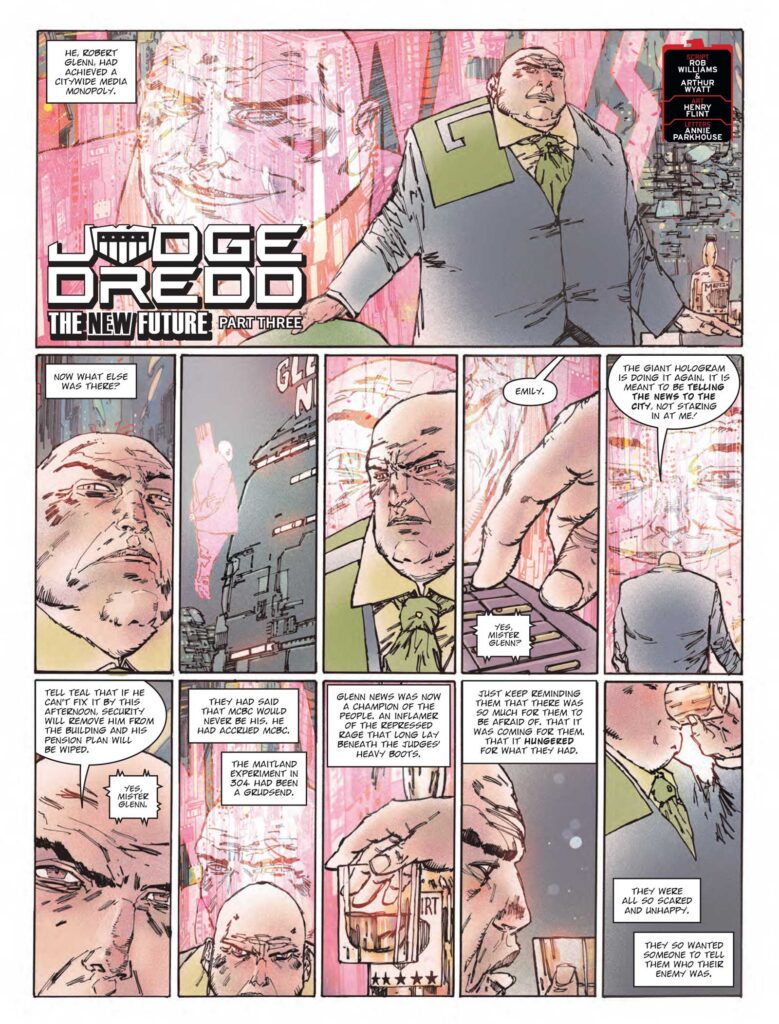 2000AD 2503 - JUDGE DREDD // THE NEW FUTURE
By Rob Williams & Arthur Wyatt (Writer) Henry Flint (Artist) Annie Parkhouse (Letterer)