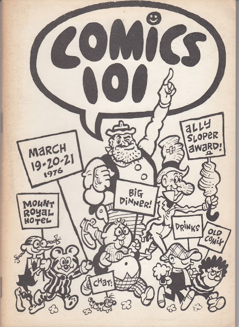 Comics 101 programme cover, drawn by Denis Gifford